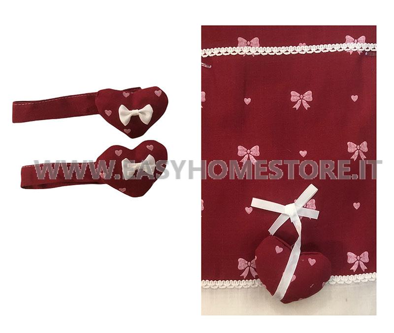 Coppia tendine finestre shabby pendoli porta finestre cucina country  quadretti pois cuore :: Easy Home Store